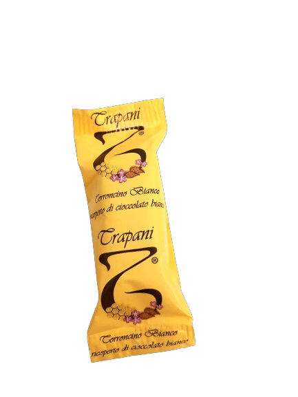 Torroncino di mandorla ricoperto di cioccolato bianco