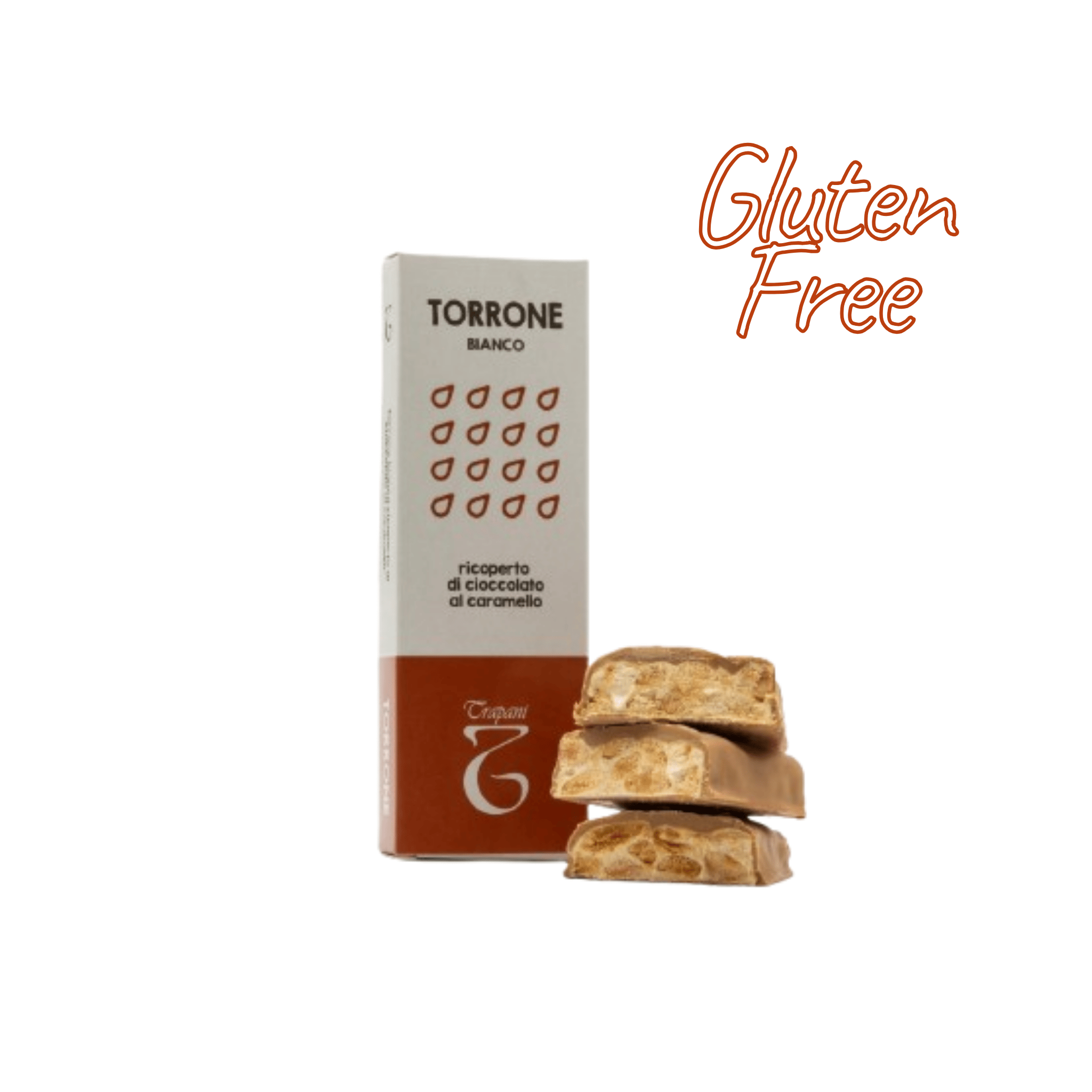 Torrone Bianco di Mandorle ricoperto di cioccolato al caramello