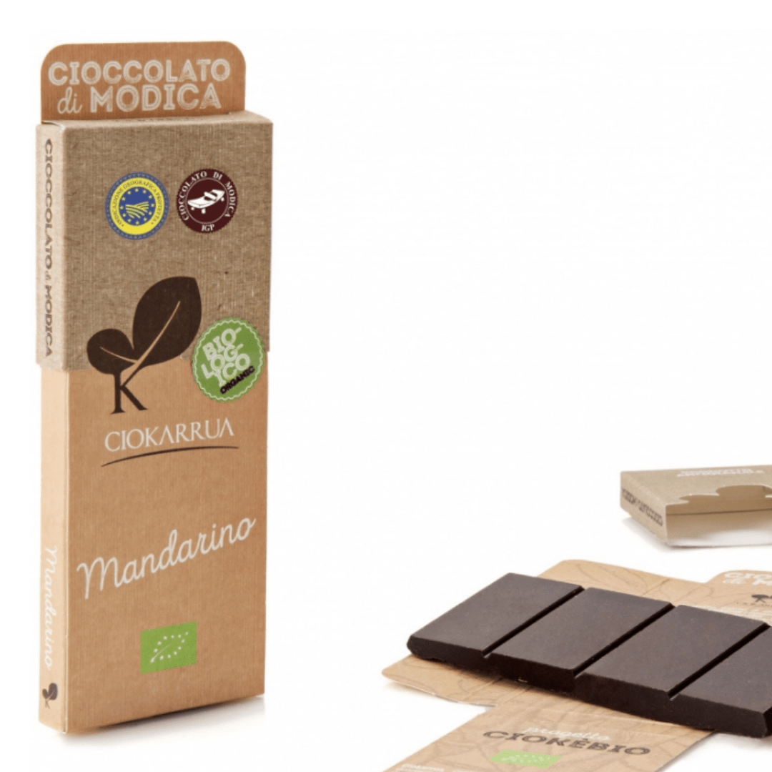 Cioccolato di Modica IGP al Mandarino - Biologico Ciokarrua